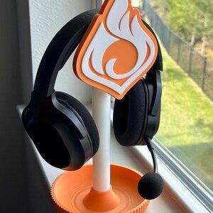 Pyro Headset Stand | Genshin Impact | Gamer Gift and Decor | Orange Fire element